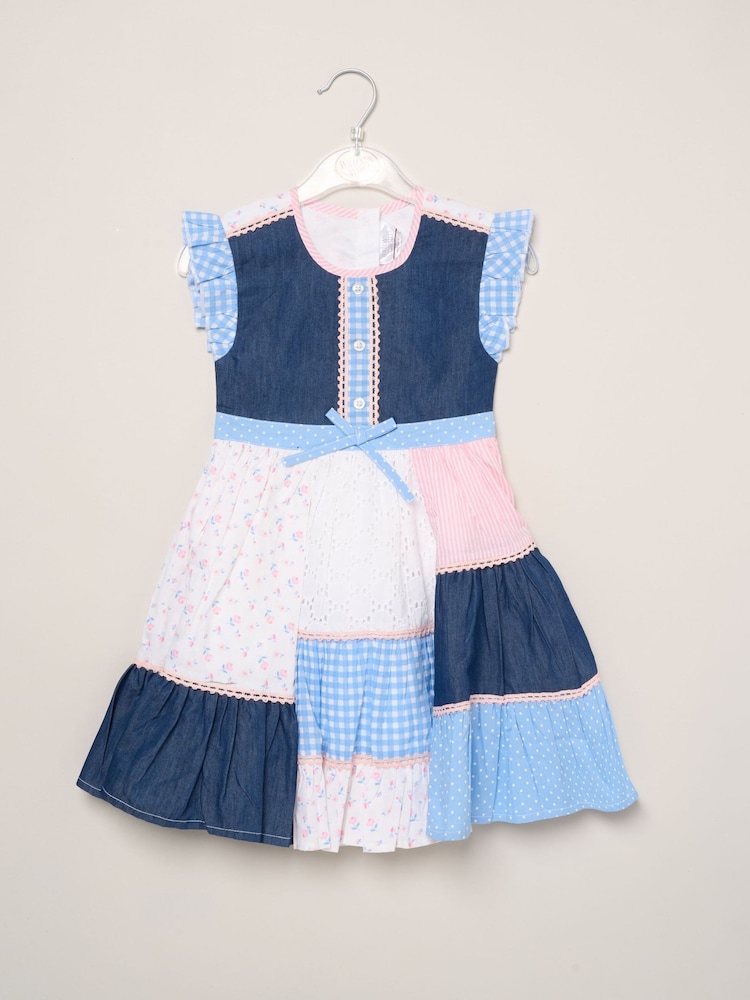 Miss Blue Floral Patchwork Dress - Image 1 of 3 Miss Blue Floral Patchwork Dress - Image 1 of 3
