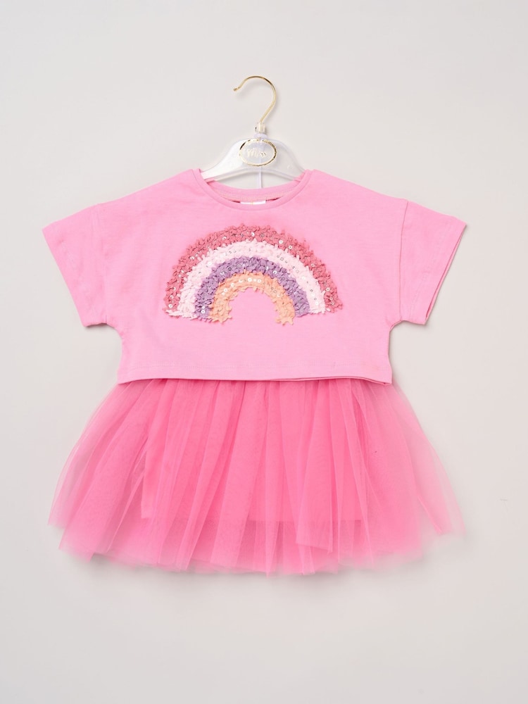 Miss Bright Pink Bow Applique Short Sleeve T-Shirt And Tutu Skirt Outfit Set - Image 2 of 4 Miss Bright Pink Bow Applique Short Sleeve T-Shirt And Tutu Skirt Outfit Set - Image 2 of 4