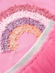 Miss Bright Pink Bow Applique Short Sleeve T-Shirt And Tutu Skirt Outfit Set - Image 4 of 4