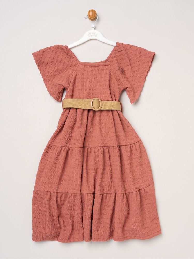 Miss Red Textured Dress And Belt Outfit Set - Image 1 of 3