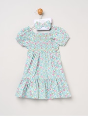 Miss Floral Embroidered Smocked Dress with Headband - Imagen 5 de 5