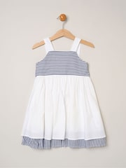 Miss White Stripe Panel Bow Back Dress - Image 1 of 3