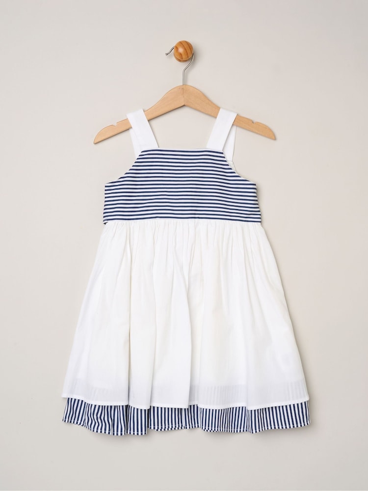 Miss White Stripe Panel Bow Back Dress - Image 1 of 3