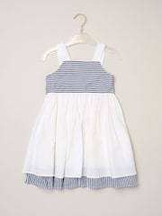 Miss White Stripe Panel Bow Back Dress - Image 2 of 3