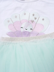Miss Baby Blue Bow Applique Short Sleeve T-Shirt And Tutu Skirt Outfit Set - Image 3 of 5
