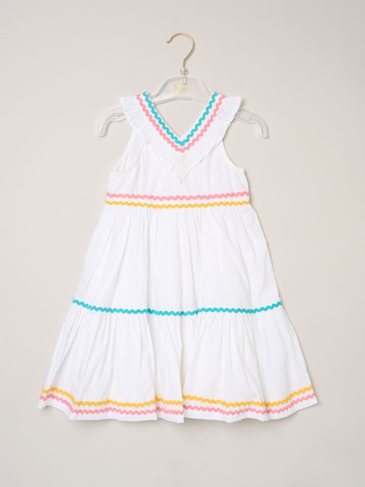 Miss White Ric Rac Trim Frill Dress - Image 2 of 3 Miss White Ric Rac Trim Frill Dress - Image 2 of 3