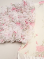 Miss White Floral Mesh Dress with Ruffle Sleeves - Image 3 of 3