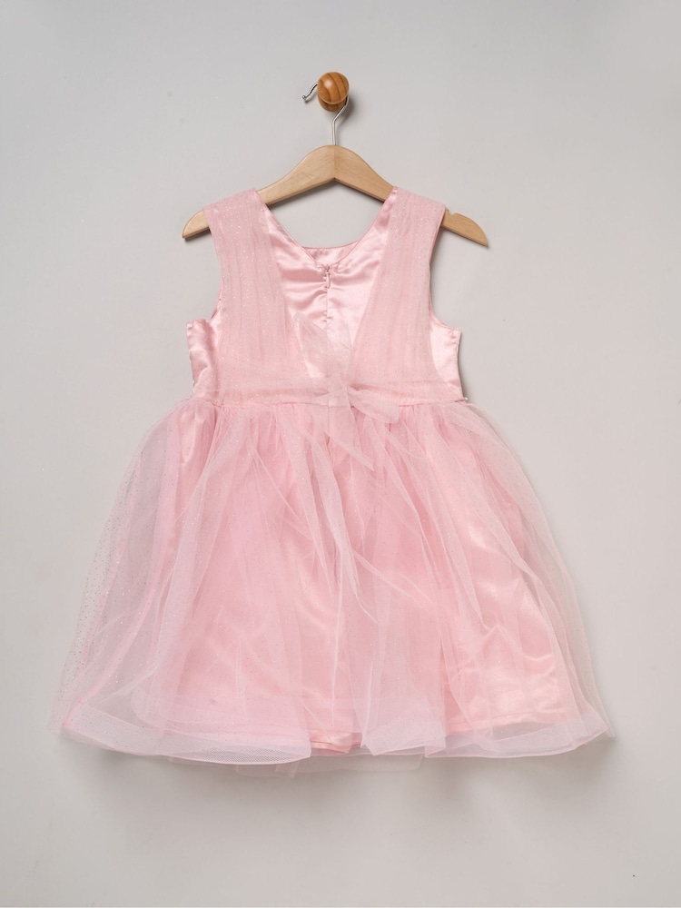 Miss Pink Tulle Dress With Rhinestone And Bows Set - Image 2 of 3 Miss Pink Tulle Dress With Rhinestone And Bows Set - Image 2 of 3