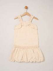 Miss Brown Striped Bubble Hem Dress with Frill and 2-Pack Hairclips - Image 3 of 5