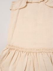 Miss Brown Striped Bubble Hem Dress with Frill and 2-Pack Hairclips - Image 4 of 5