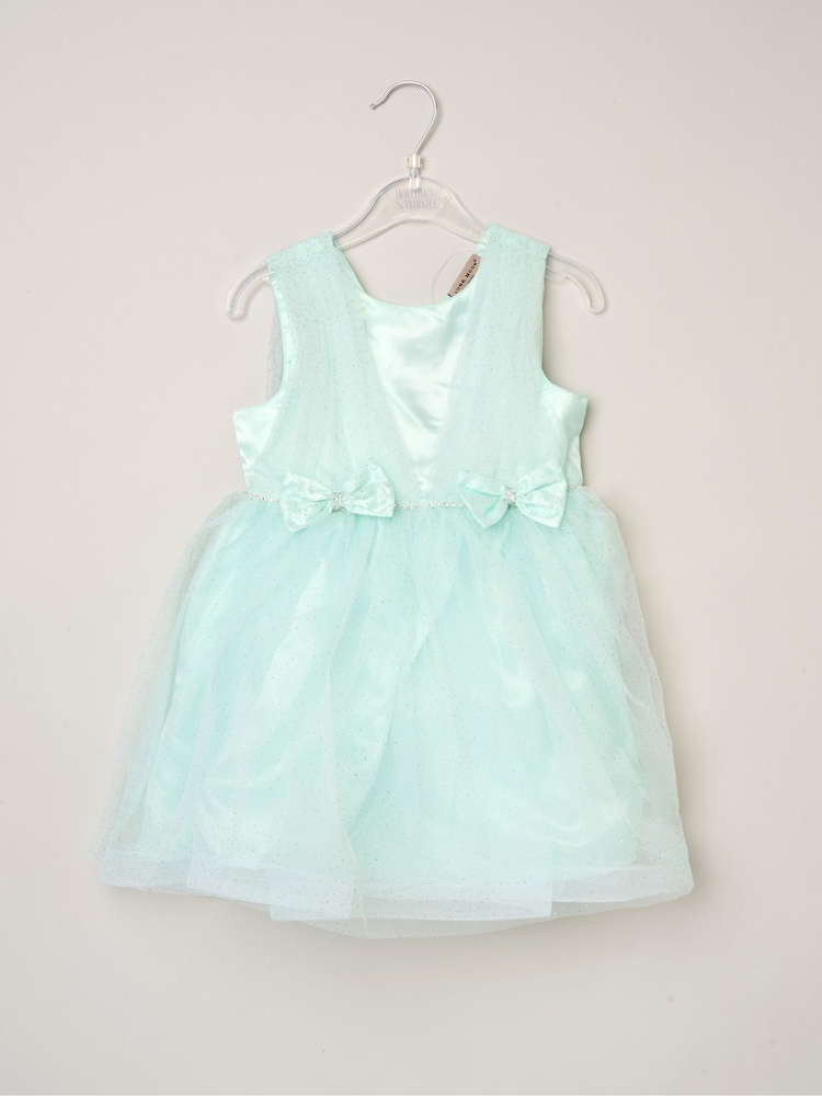 Miss Green Tulle Dress With Rhinestone And Bows Set - Image 2 of 3 Miss Green Tulle Dress With Rhinestone And Bows Set - Image 2 of 3