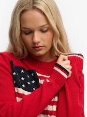 Superdry Red Athletic Essentials Americana Flag Crew Neck Knit Jumper - Image 5 of 6