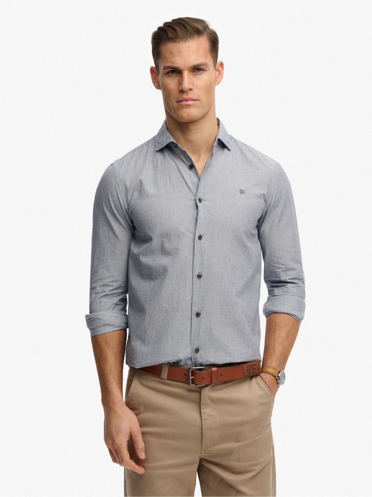 SUPERDRY Grey Cut Away Poplin Long Sleeve Shirt - Image 2 of 5