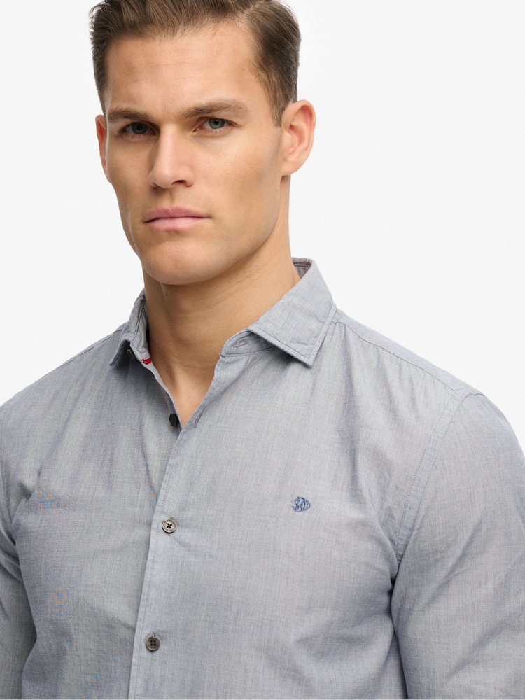 SUPERDRY Grey Cut Away Poplin Long Sleeve Shirt - Image 5 of 5