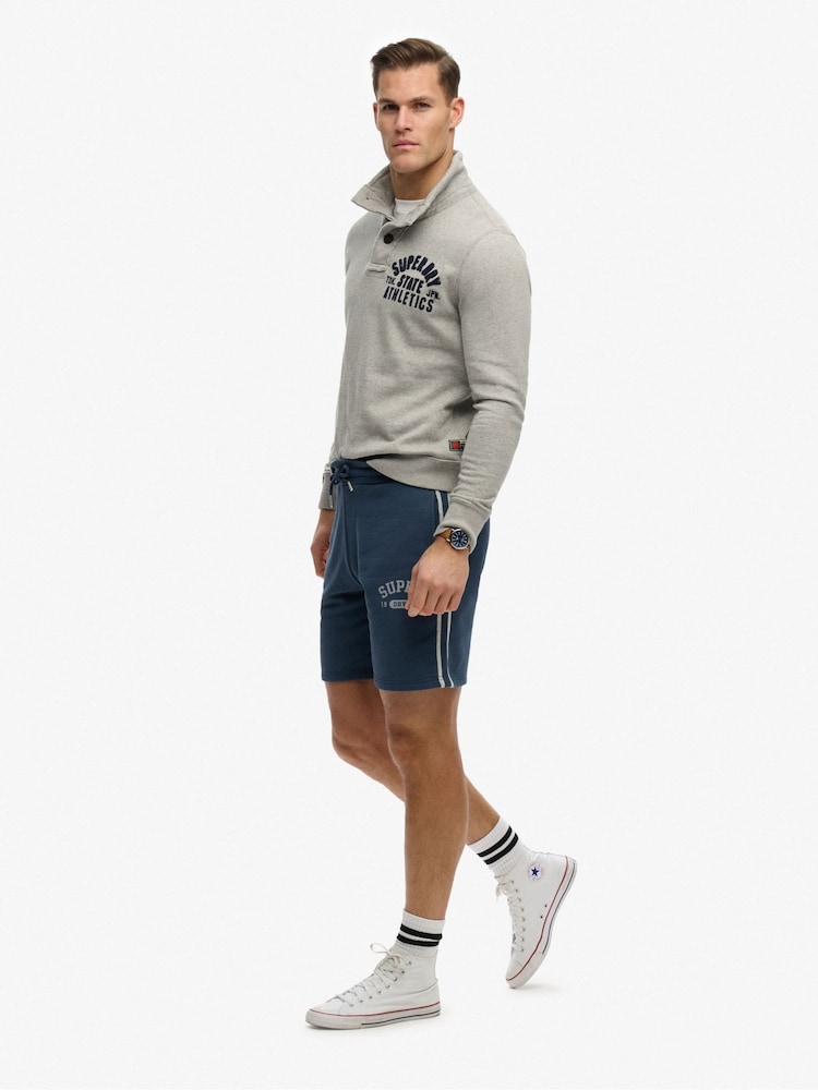 Superdry Blue Athletic Essentials Shorts - Image 2 of 5 Superdry Blue Athletic Essentials Shorts - Image 2 of 5