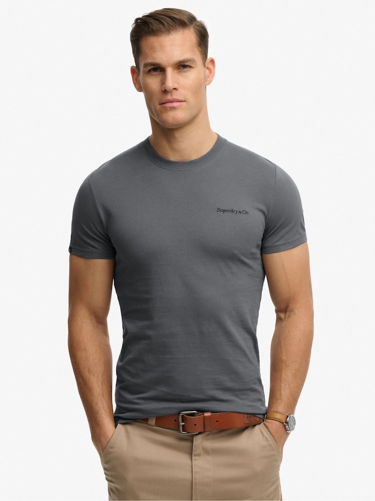 Superdry Grey Essential Company Logo Embroidered T-Shirt - Image 2 of 8