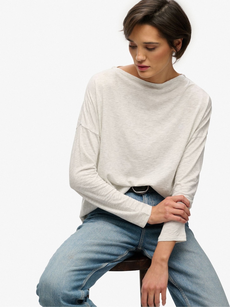 Γκρι - Superdry Studios Μπλούζα Μακρυμάνικη με λαιμόκοψη σε σχήμα βάρκα - Εικόνα 1 από 8