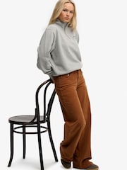 SUPERDRY Brown Mid Waist Baggy Mini Cord Trousers - Image 2 of 8