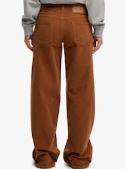 SUPERDRY Brown Mid Waist Baggy Mini Cord Trousers - Image 4 of 8