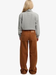 SUPERDRY Brown Mid Waist Baggy Mini Cord Trousers - Image 5 of 8