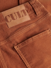 SUPERDRY Brown Mid Waist Baggy Mini Cord Trousers - Image 7 of 8