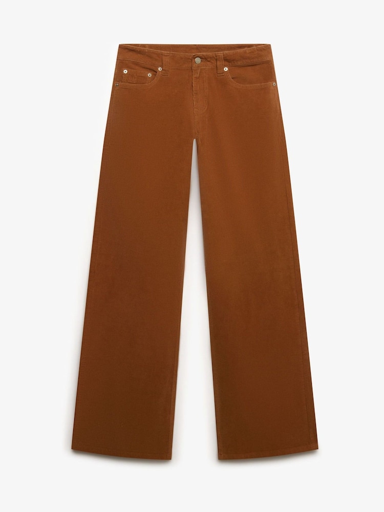 SUPERDRY Brown Mid Waist Baggy Mini Cord Trousers - Image 8 of 8
