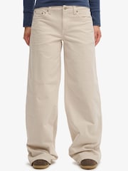SUPERDRY Cream Mid Waist Baggy Mini Cord Trousers - Image 2 of 7