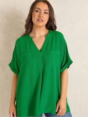 Evans Green Short Sleeve Airflow Blouse - Image 1 of 5