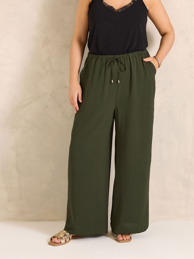 Evans Green Wide Leg Airflow Trousers - Image 1 of 5