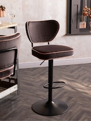 Rockett St George Signature Velvet After Dark Brown Perfect Adjustable Height Bar Stool - Image 1 of 8