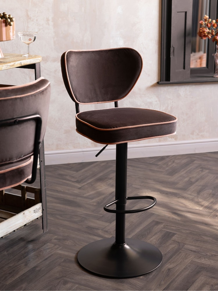Rockett St George Signature Velvet After Dark Brown Perfect Adjustable Height Bar Stool - Image 1 of 8 Rockett St George Signature Velvet After Dark Brown Perfect Adjustable Height Bar Stool - Image 1 of 8