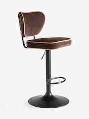 Rockett St George Signature Velvet After Dark Brown Perfect Adjustable Height Bar Stool - Image 6 of 8