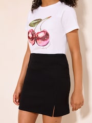 Lipsy Black Split Front Mini Skirt (10-16yrs) - Image 1 of 4