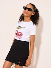 Lipsy Black Split Front Mini Skirt (10-16yrs) - Image 2 of 4