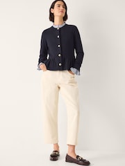 Monsoon Blue Prune Peplum Cardigan - Image 3 of 5