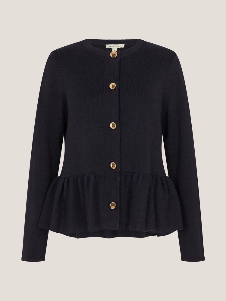 Monsoon Blue Prune Peplum Cardigan - Image 5 of 5