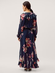 Monsoon Blue Amber Floral Ruffle Maxi Dress - Image 3 of 5