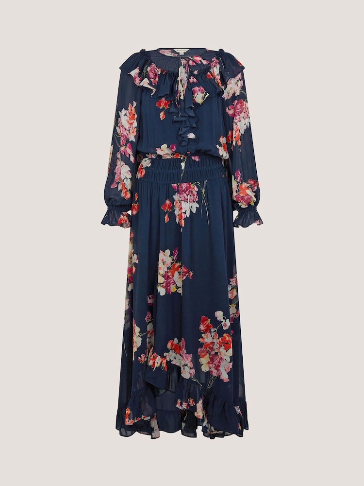 Monsoon Blue Amber Floral Ruffle Maxi Dress - Image 5 of 5