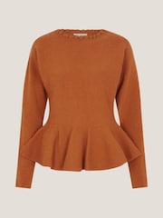 Monsoon Brown Peony Peplum Jumper - Image 1 of 1