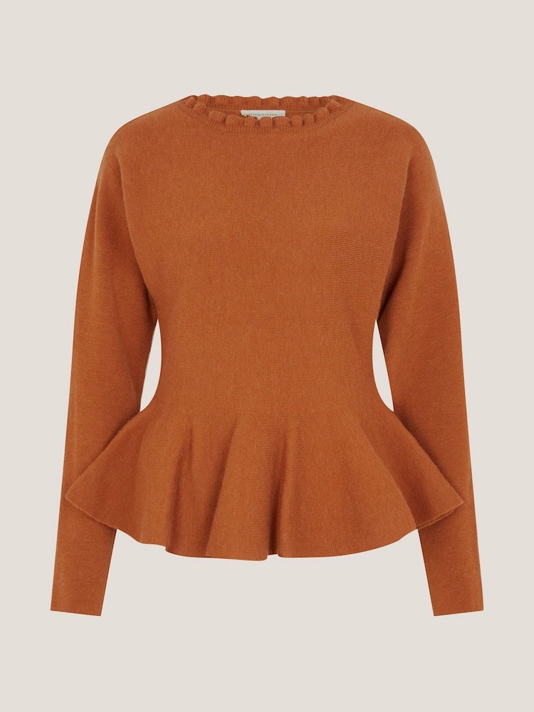 Monsoon Brown Peony Peplum Jumper - Image 1 of 1
