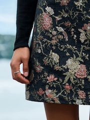 Black Floral Jacquard MIni Skirt - Image 4 of 7