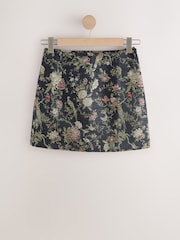 Black Floral Jacquard MIni Skirt - Image 5 of 7