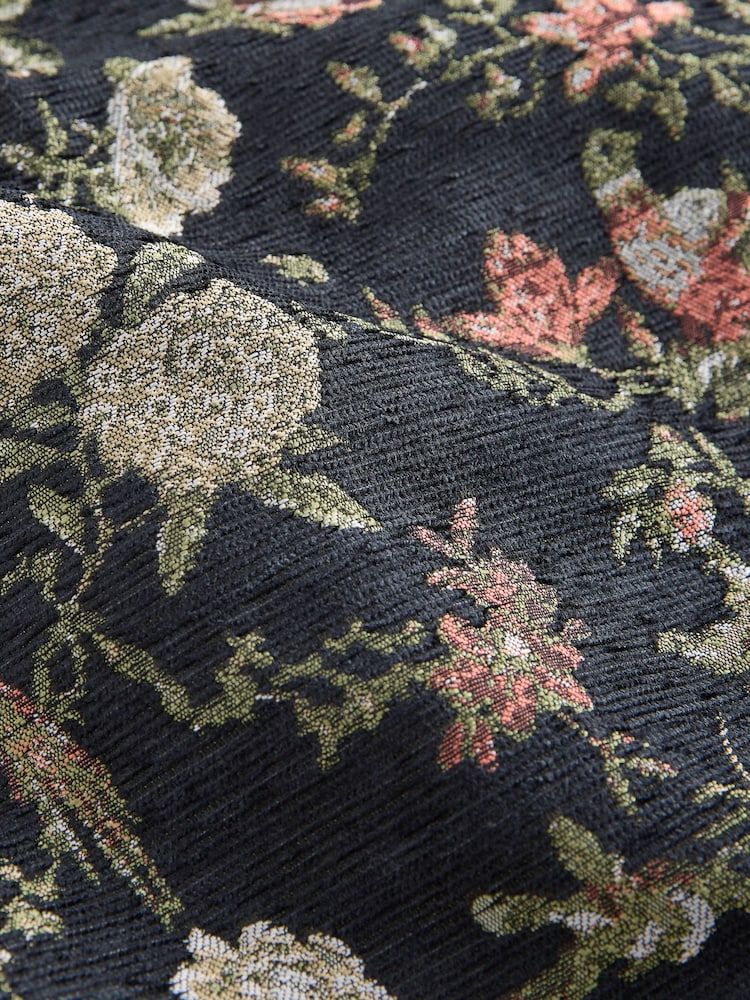 Black Floral Jacquard MIni Skirt - Image 7 of 7 Black Floral Jacquard MIni Skirt - Image 7 of 7