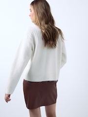 Chocolate Brown Faux Leather Mini Skirt - Image 4 of 8