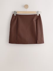 Chocolate Brown Faux Leather Mini Skirt - Image 6 of 8