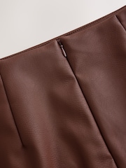 Chocolate Brown Faux Leather Mini Skirt - Image 7 of 8