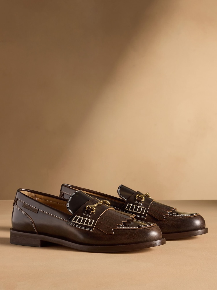 Russell & Bromley Brown Dalston Fringe Loafers - Image 1 of 7 Russell & Bromley Brown Dalston Fringe Loafers - Image 1 of 7
