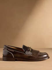 Russell & Bromley Brown Dalston Fringe Loafers - Image 9 of 14