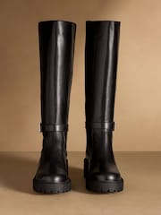 Russell & Bromley Black Kickstart Tall Chelsea Cleated Knee High Boots - Image 3 of 7
