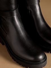 Russell & Bromley Black Kickstart Tall Chelsea Cleated Knee High Boots - Image 4 of 7